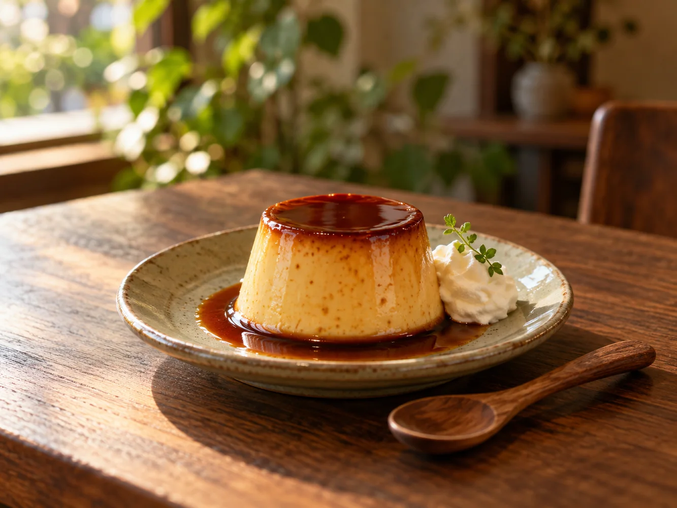 カラメルをかけた自家製プリンのイメージ